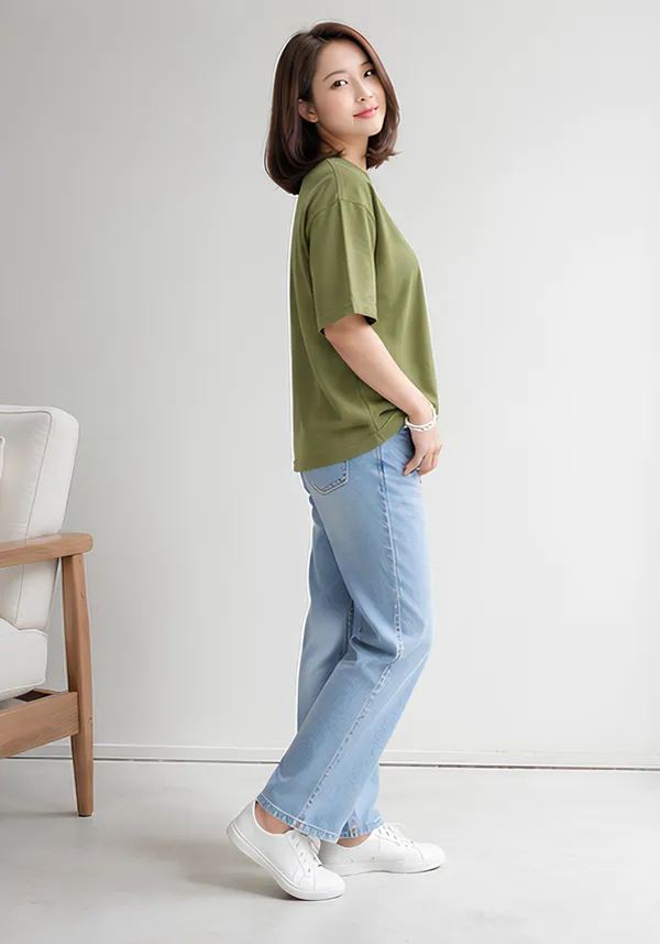 Hue_Nox_Women's_Army_Green_Plain_Oversized_T-Shirt