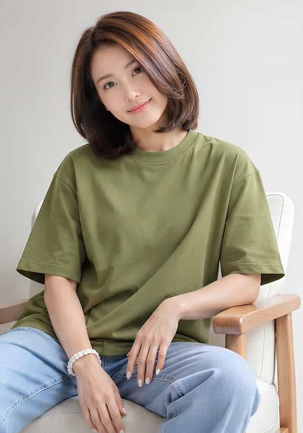Hue_Nox_Women's_Army_Green_Plain_Oversized_T-Shirt
