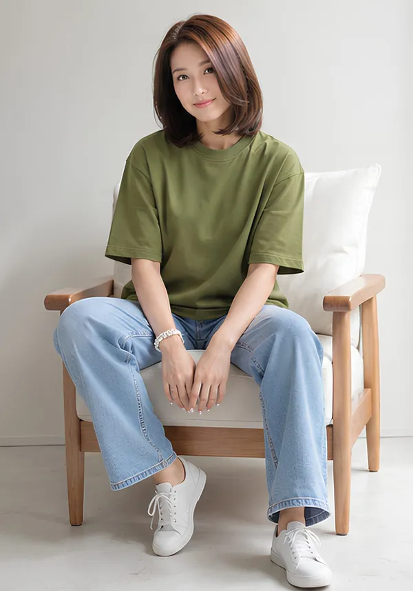Hue_Nox_Women's_Army_Green_Plain_Oversized_T-Shirt