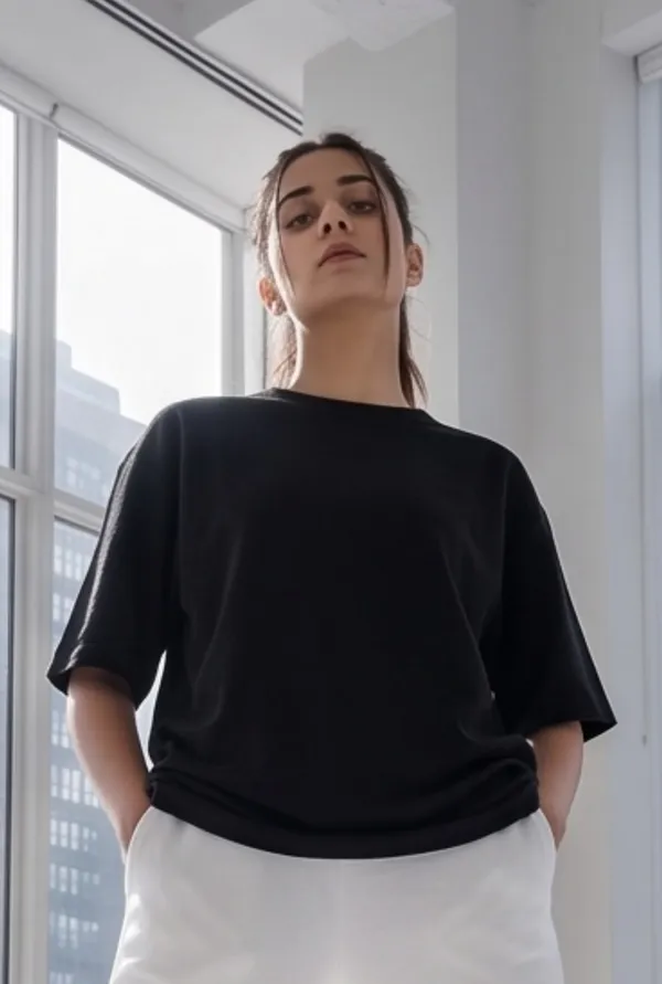 Hue_Nox_Women's_Black_Plain_Oversized_T-Shirt
