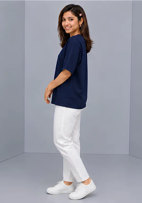 Hue_Nox_Women's_Navy_Plain_Oversized_T-Shirt