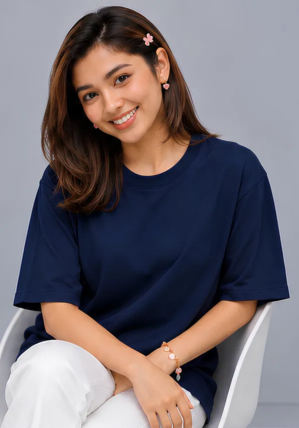 Hue_Nox_Women's_Navy_Plain_Oversized_T-Shirt