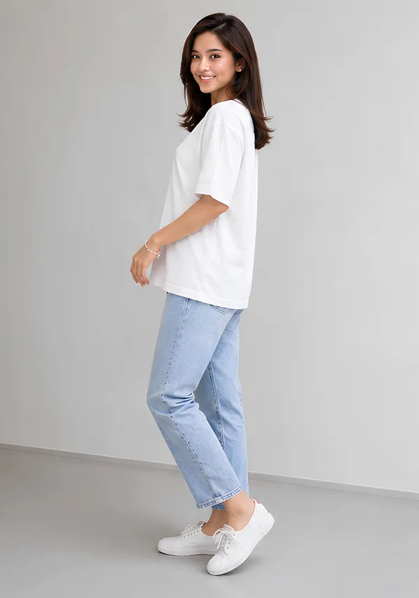 Hue_Nox_Women's_White_Plain_Oversized_T-Shirt