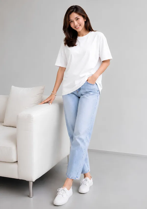 Hue_Nox_Women's_White_Plain_Oversized_T-Shirt