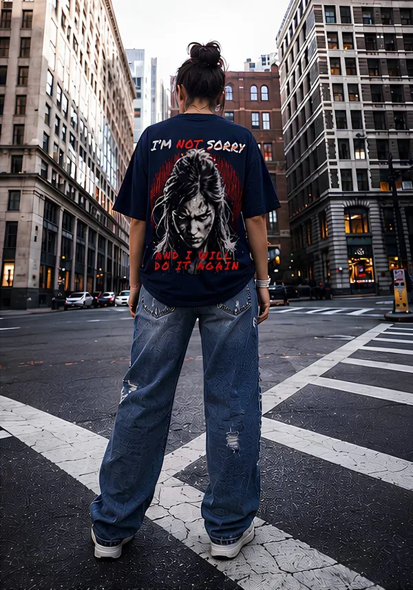 Hue_Nox_Women's_Navy_The_Rebel_Girl_Graphic_Oversized_T-Shirt