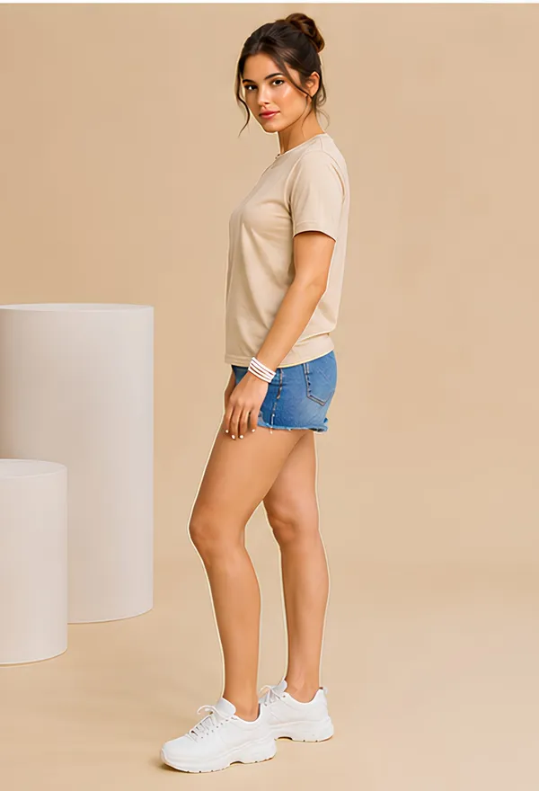 Hue_Nox_Women's_Beige_Plain_Regular_Fit_T-Shirt