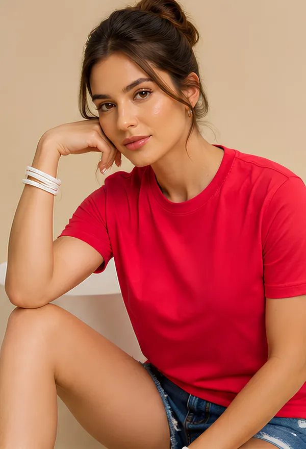 Hue_Nox_Women's_Red_Plain_Regular_Fit_T-Shirt