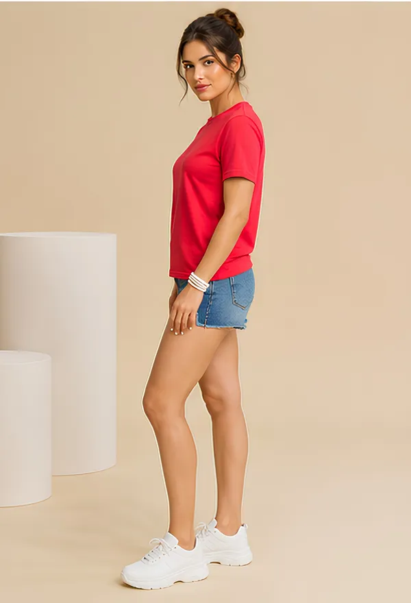 Hue_Nox_Women's_Red_Plain_Regular_Fit_T-Shirt