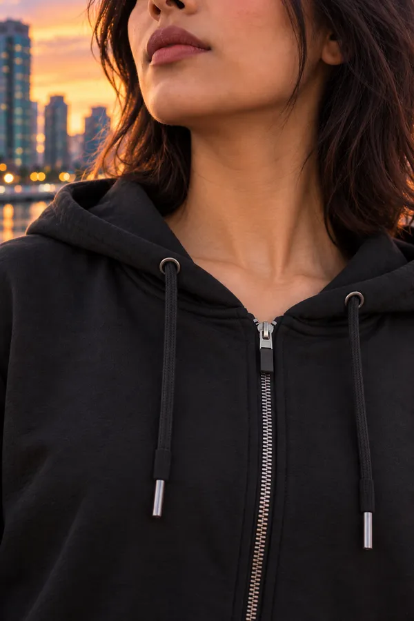 Hue_Nox_Women's_Black_Solid_Regular_Fit_Full_Zipper_Hoodie