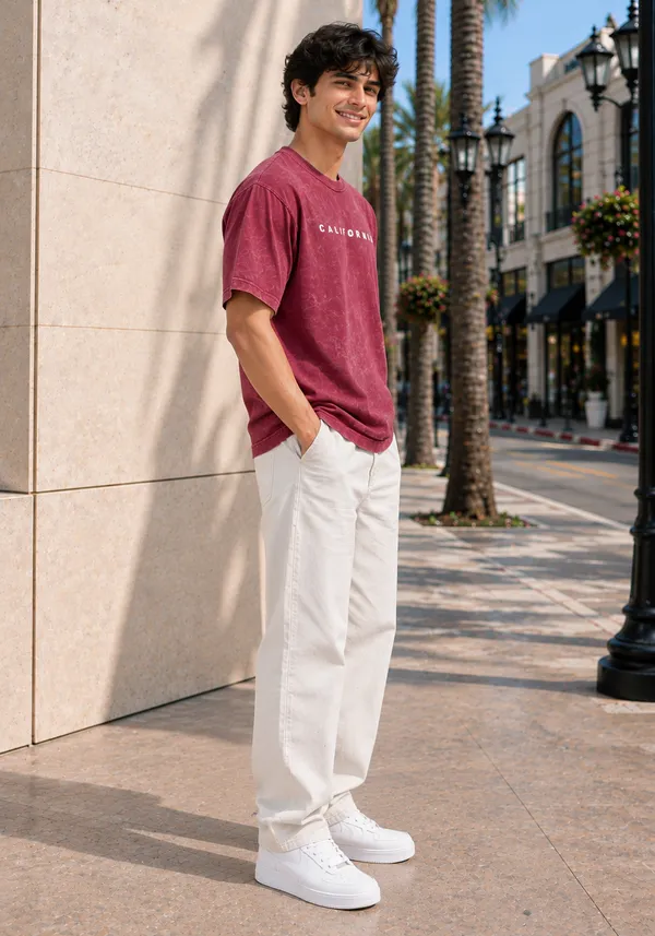 Hue_Nox_Men's_Maroon_California_Graphic_Acid_Washed_Oversized_T-Shirt