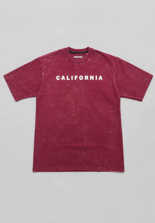Hue_Nox_Men's_Maroon_California_Graphic_Acid_Washed_Oversized_T-Shirt