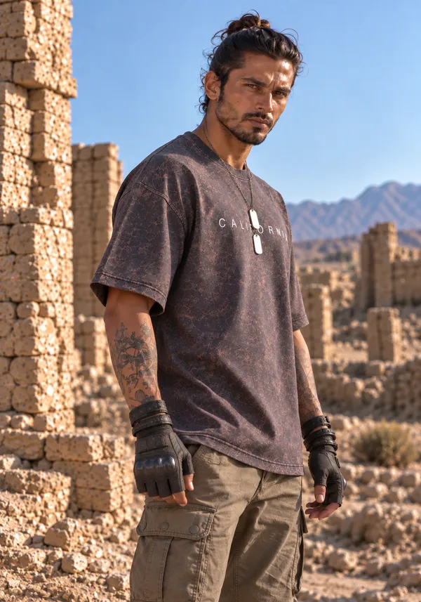 Hue_Nox_Men's_Navy_Brown_California_Graphic_Oversized_T-Shirt