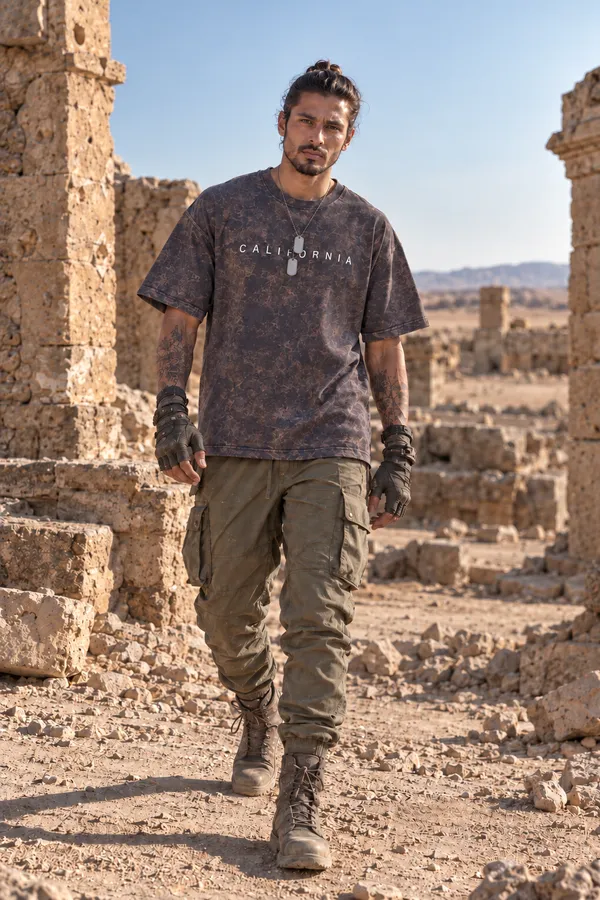 Hue_Nox_Men's_Navy_Brown_California_Graphic_Oversized_T-Shirt