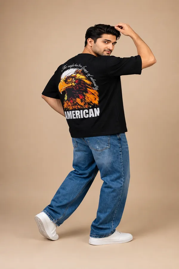 Hue_Nox_Men's_Black_Eagle_Graphic_Oversized_T-Shirt