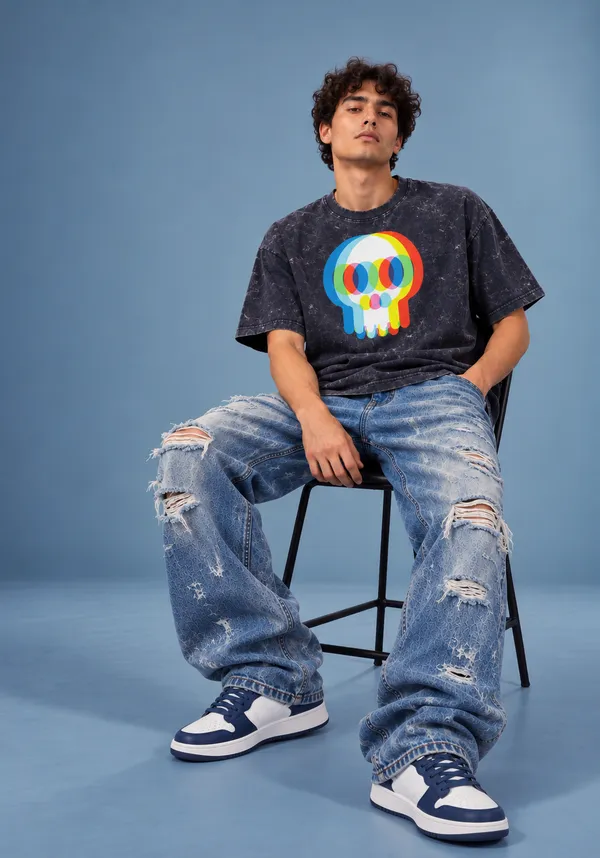 Hue_Nox_Men's_Charcoal_Navy_Skull_Glitch_Graphic_Oversized_Acid_Washed_T-Shirt