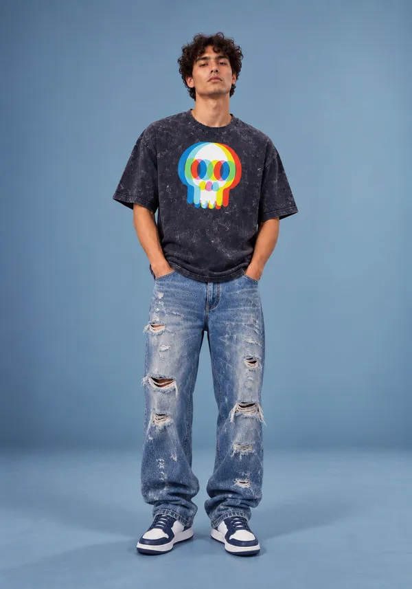 Hue_Nox_Men's_Charcoal_Navy_Skull_Glitch_Graphic_Oversized_Acid_Washed_T-Shirt