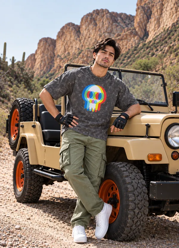 Hue_Nox_Men's_Charcoal_Grey_Skull_Glitch_Graphic_Oversized_Acid_Washed_T-Shirt