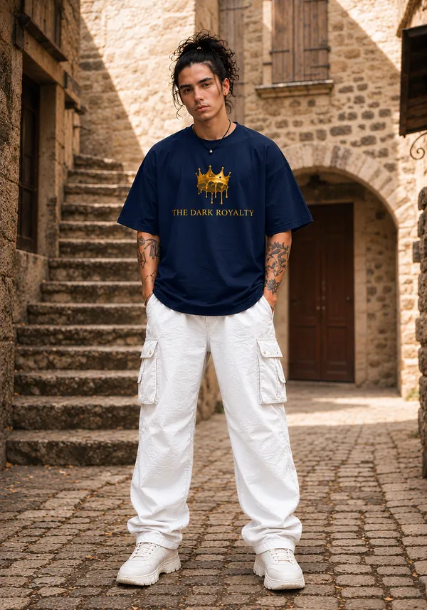 Hue_Nox_Men's_Navy_The_Dark_Royalty_Graphic_Oversized_T-Shirt