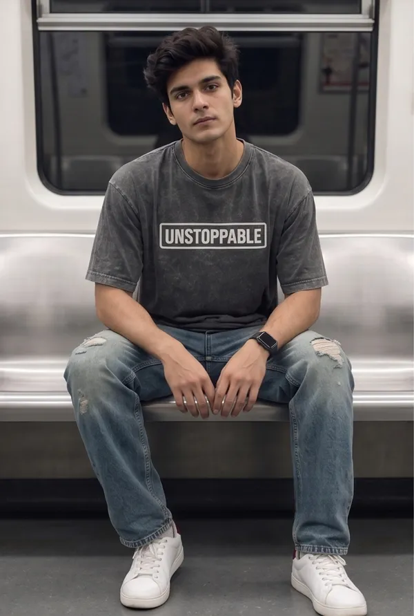 Hue_Nox_Men's_Grey_Unstoppable_Graphic_Oversized_Acid_Washed_T-Shirt