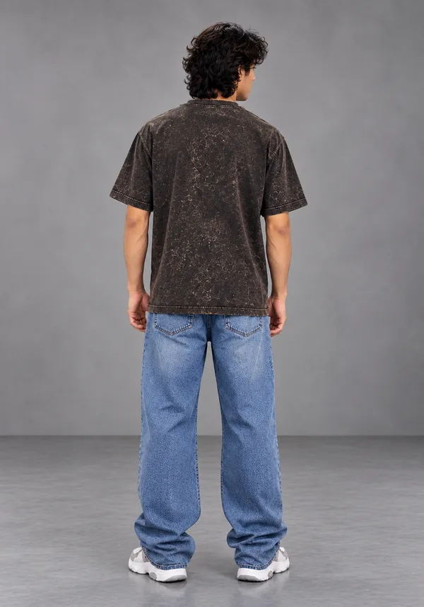 Hue_Nox_Men's_Charcoal_Brown_Skull_Glitch_Graphic_Oversized_Acid_Washed_T-Shirt