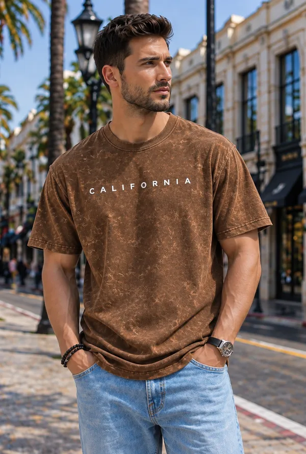 Hue_Nox_Men's_Brown_California_Graphic_Oversized_Acid_Washed_T-Shirt