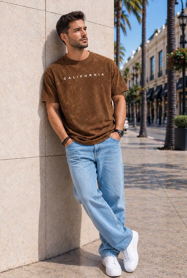 Hue_Nox_Men's_Brown_California_Graphic_Oversized_Acid_Washed_T-Shirt