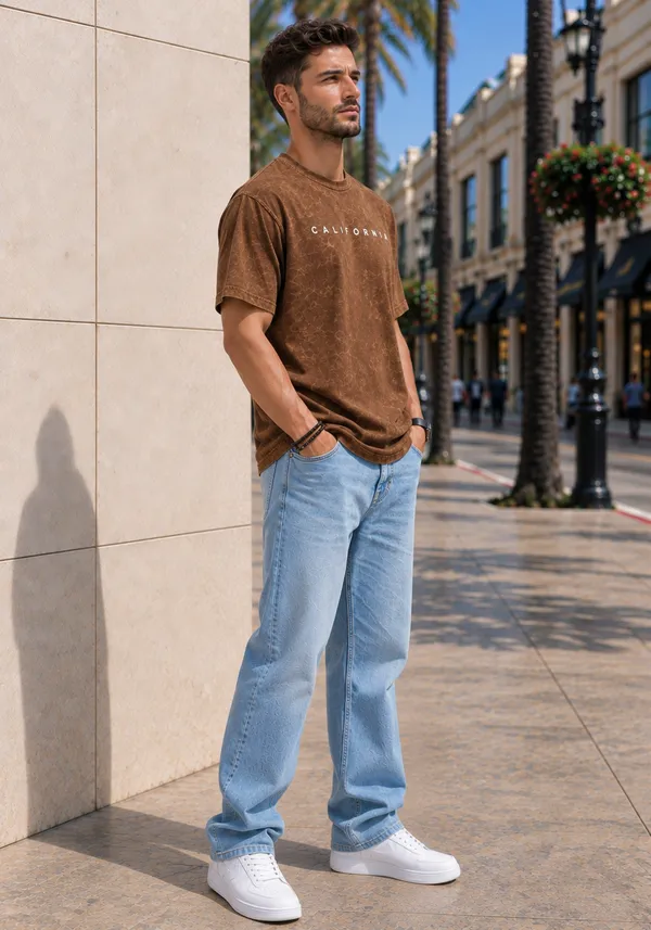 Hue_Nox_Men's_Brown_California_Graphic_Oversized_Acid_Washed_T-Shirt