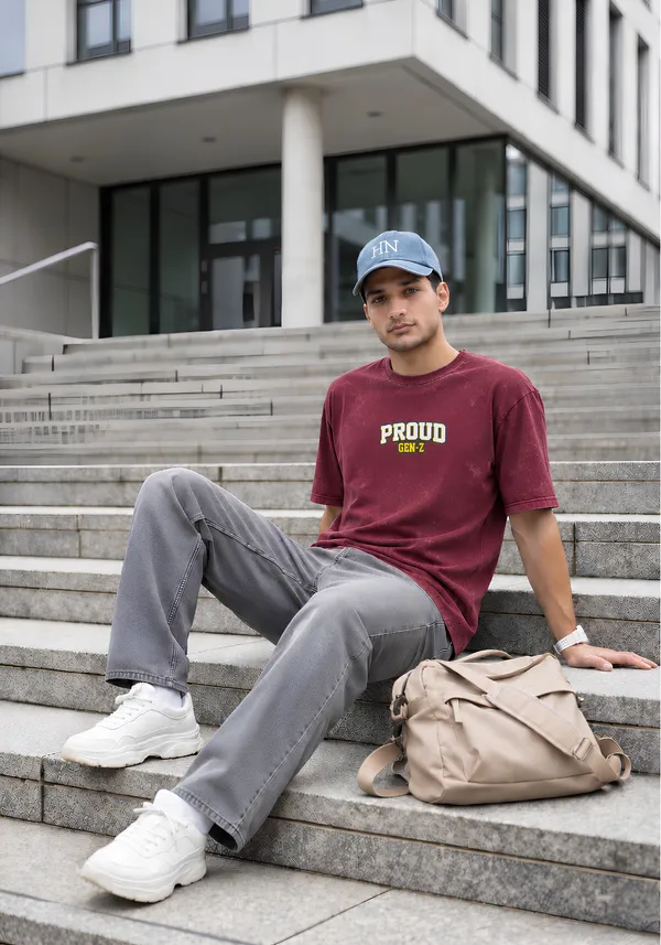 Hue_Nox_Men's_Maroon_Proud_GenZ_Graphic_Oversized_Acid_Washed_T-Shirt