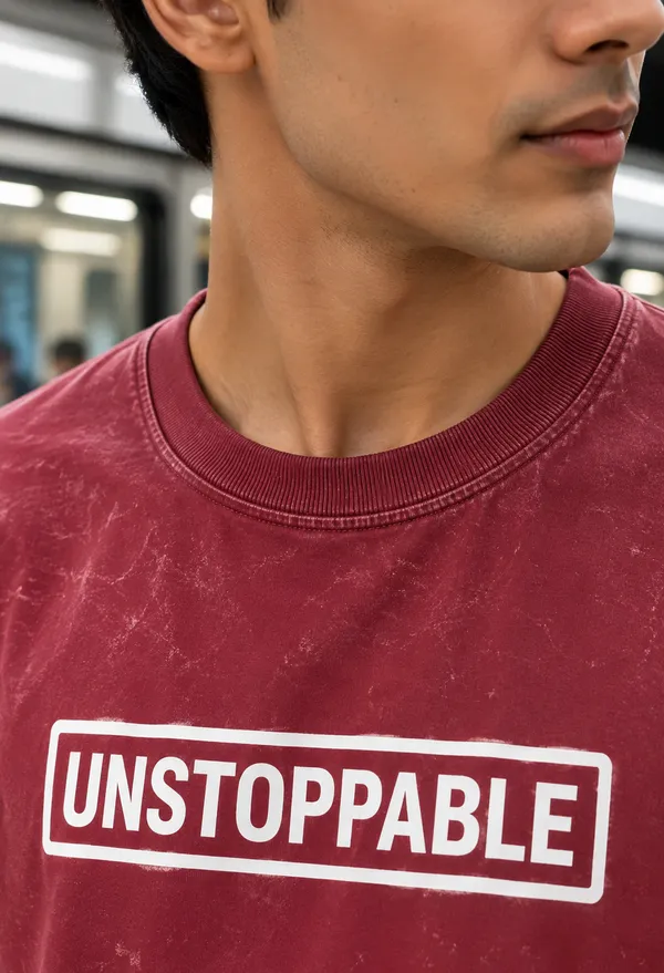 Hue_Nox_Men's_Maroon_Unstoppable_Graphic_Oversized_Acid_Washed_T-Shirt