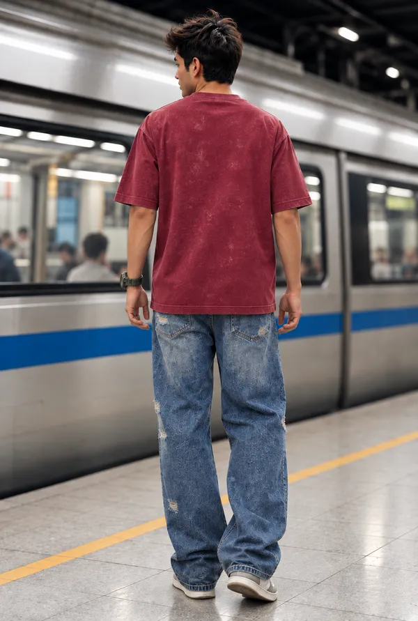 Hue_Nox_Men's_Maroon_Unstoppable_Graphic_Oversized_Acid_Washed_T-Shirt