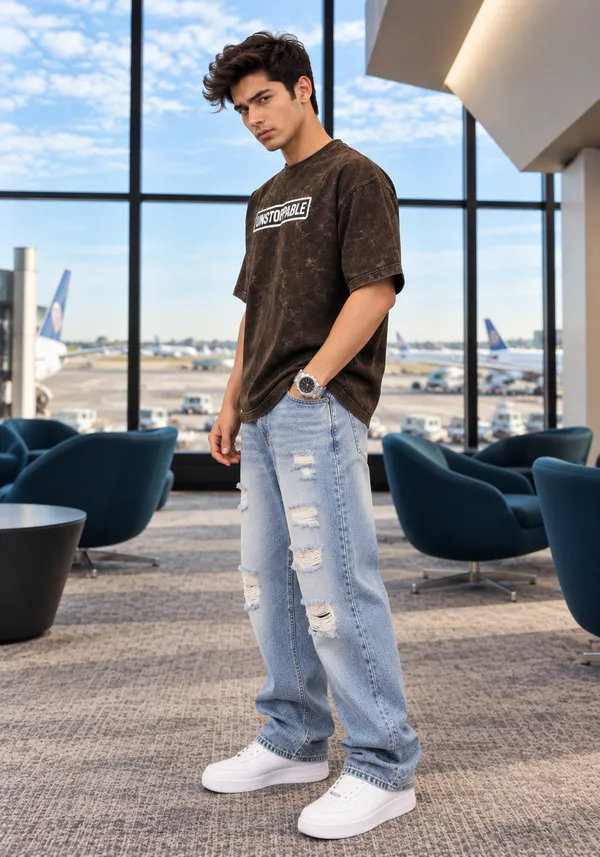 Hue_Nox_Men's_Charcoal_Brown_Unstoppable_Graphic_Oversized_Acid_Washed_T-Shirt