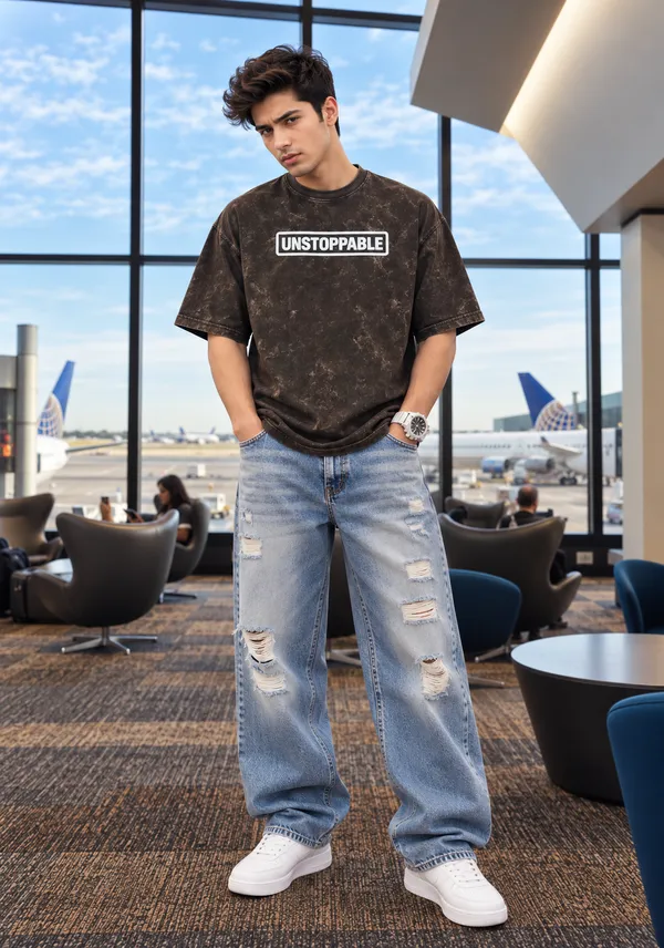 Hue_Nox_Men's_Charcoal_Brown_Unstoppable_Graphic_Oversized_Acid_Washed_T-Shirt