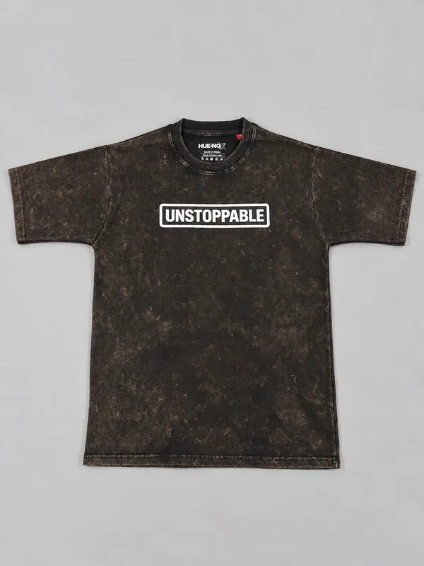 Hue_Nox_Men's_Charcoal_Brown_Unstoppable_Graphic_Oversized_Acid_Washed_T-Shirt