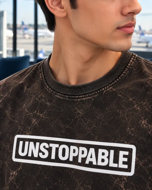 Hue_Nox_Men's_Charcoal_Brown_Unstoppable_Graphic_Oversized_Acid_Washed_T-Shirt