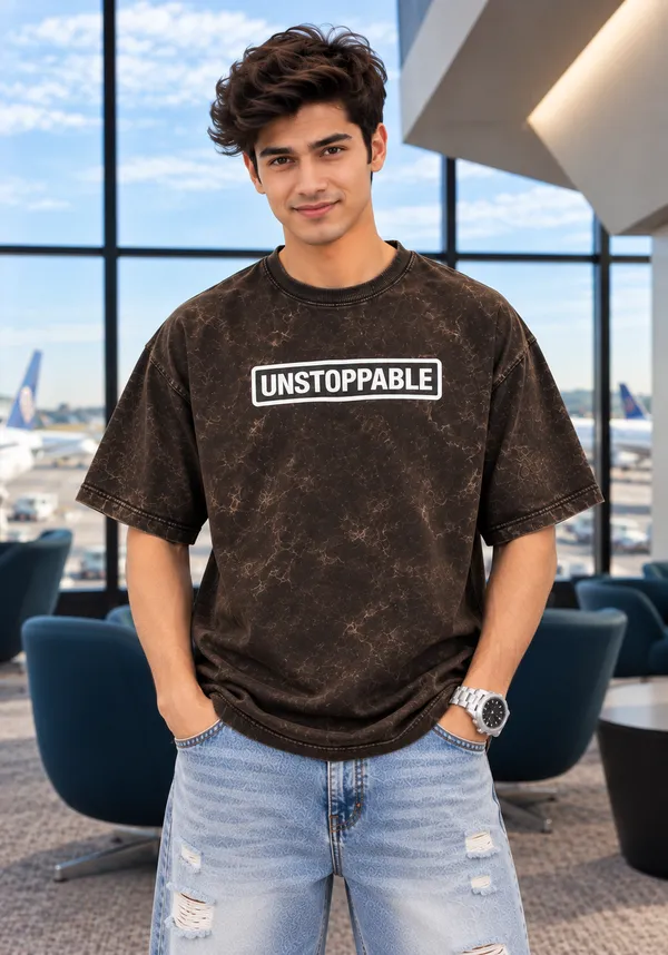 Hue_Nox_Men's_Charcoal_Brown_Unstoppable_Graphic_Oversized_Acid_Washed_T-Shirt