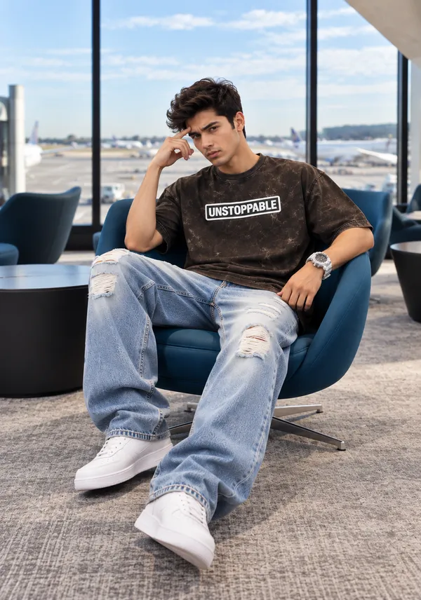 Hue_Nox_Men's_Charcoal_Brown_Unstoppable_Graphic_Oversized_Acid_Washed_T-Shirt