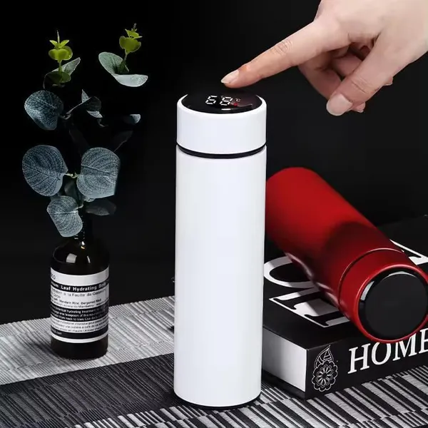 White_Vacuum_Insulated_Water_Bottle_With_Temperature_Display_And_Tea_Filter