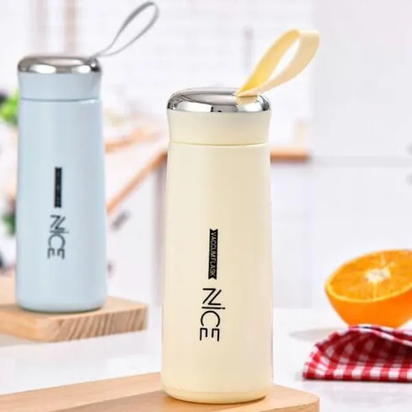 Cream_Insulated_Glass_Water_Bottle_With_Carrying_Strap