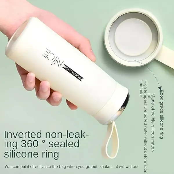 Cream_Insulated_Glass_Water_Bottle_With_Carrying_Strap