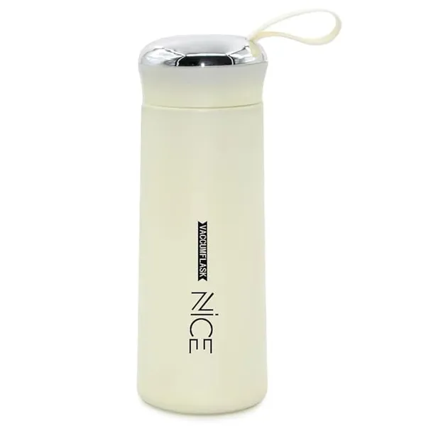 Cream_Insulated_Glass_Water_Bottle_With_Carrying_Strap