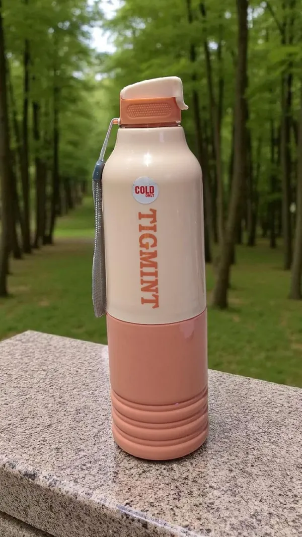 Peach_Insulated_Water_Bottle_With_Carrying_Strap