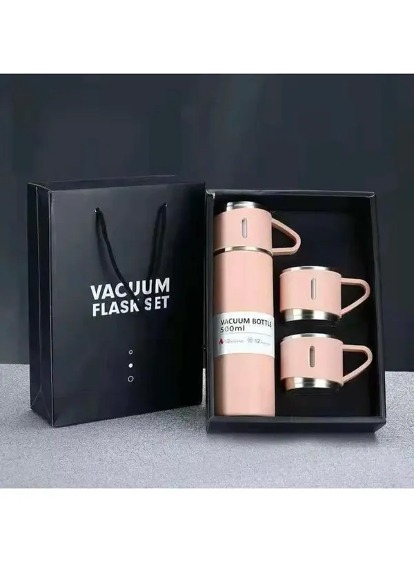 Peach_Vacuum_Flask_Gift_Set_With_Stainless_Steel_Cups