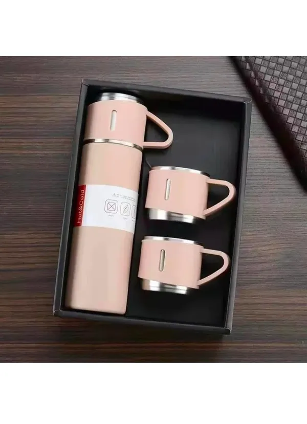 Peach_Vacuum_Flask_Gift_Set_With_Stainless_Steel_Cups