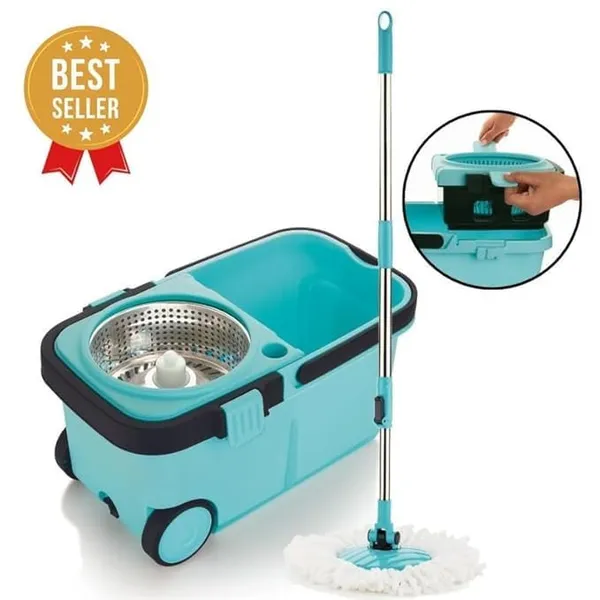 Turquoise_Spin_Mop_And_Bucket_Set_With_Stainless_Steel_Basket