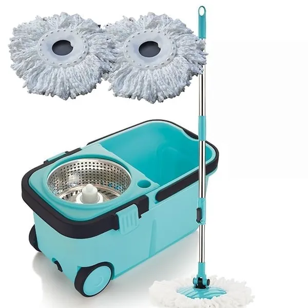 Turquoise_Spin_Mop_And_Bucket_Set_With_Stainless_Steel_Basket