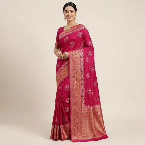 Pink_Banarasi_Silk_Saree_With_Zari_Work_For_Women