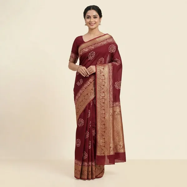 Maroon_Banarasi_Silk_Saree_With_Zari_Work_And_Floral_Motifs_For_Women