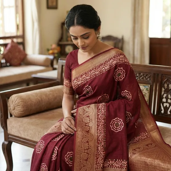 Maroon_Banarasi_Silk_Saree_With_Zari_Work_And_Floral_Motifs_For_Women
