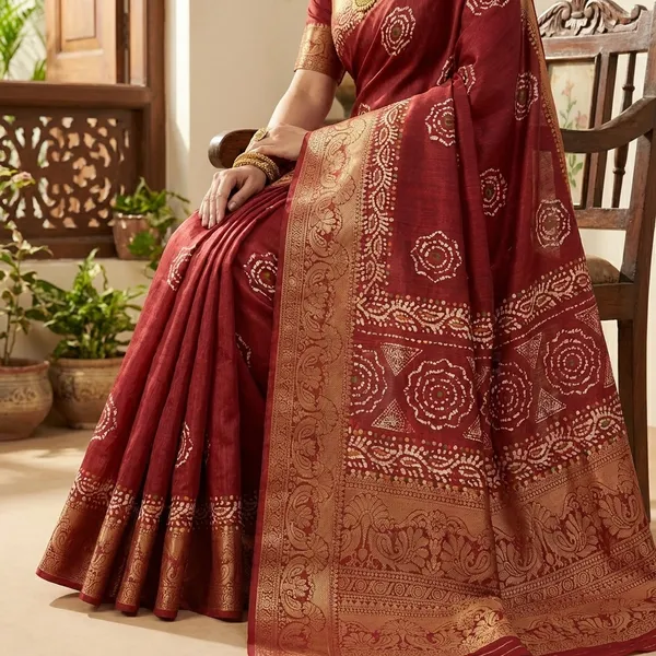 Red_Banarasi_Silk_Saree_With_Zari_Work_For_Women