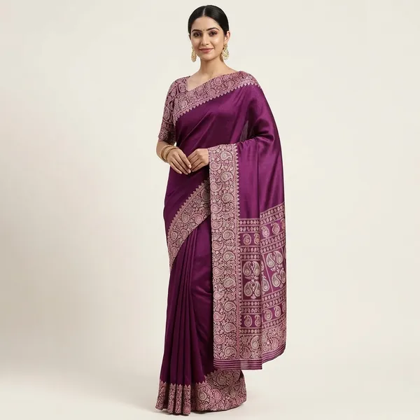 Magenta_Banarasi_Silk_Saree_With_Intricate_Zari_Work_For_Women